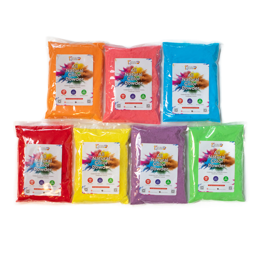 All-Natural Holi, Non-Toxic, Washable, Color Powder - 1 LB, pack of 7