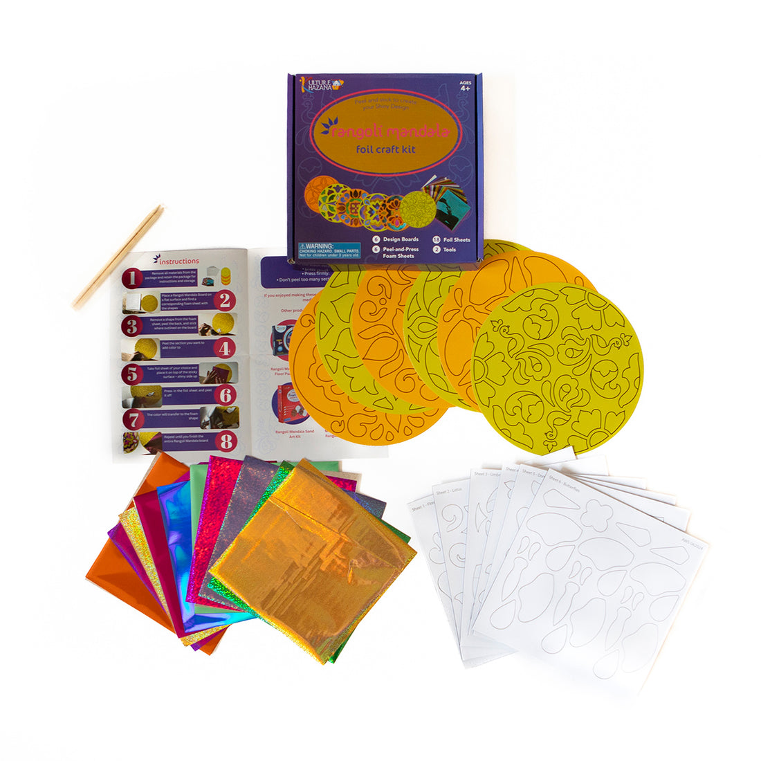 Foil Craft Kit Rangoli Mandala - Makes 6 Boards