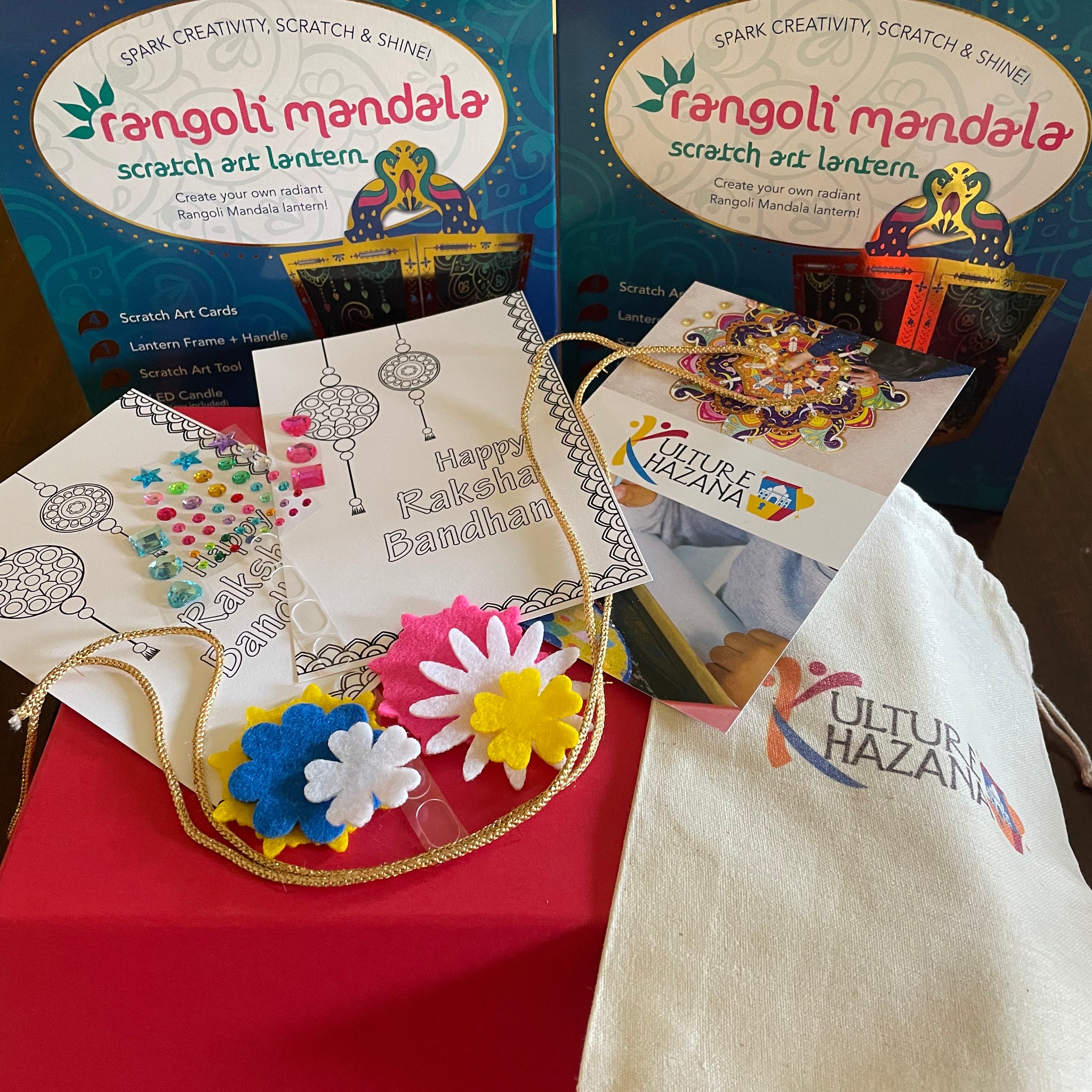 Raksha Bandhan Bundle - 2 Make Your Own Rakhi Kits and 2 Scratch Art Lanterns