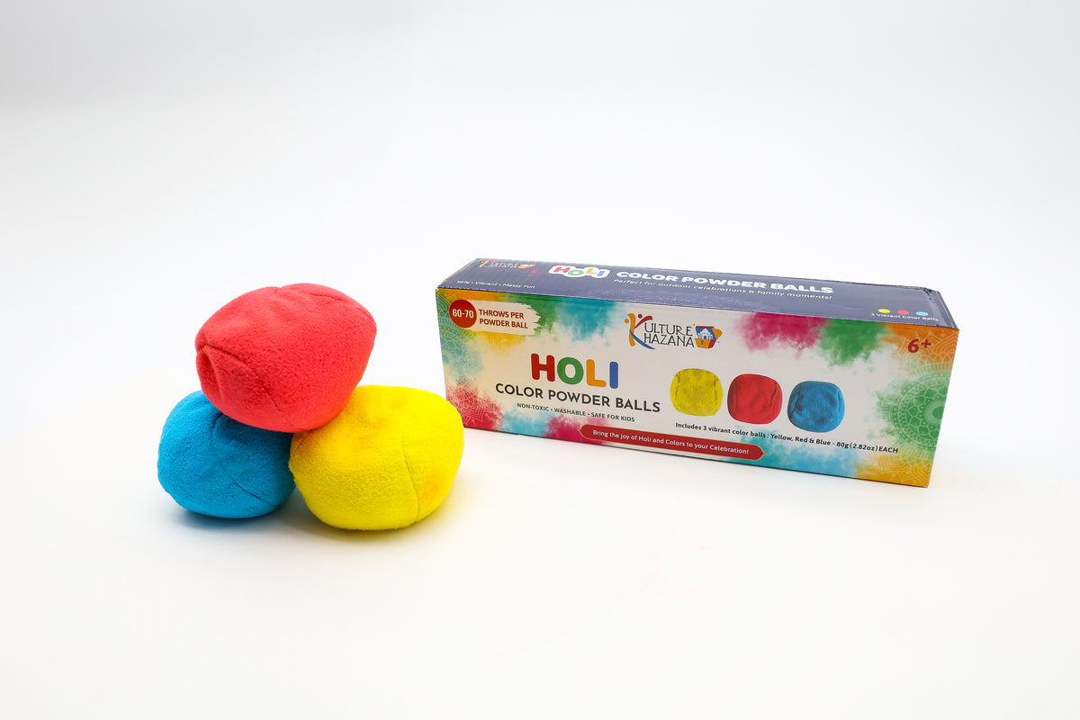 Color Powder Balls Holi Color Powder Balls – Pack of 3 (Red, Blue & Yellow) – Kulture Khazana