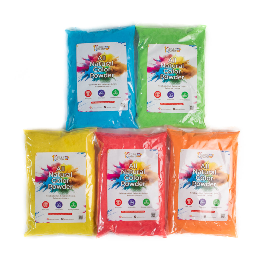 All-Natural Holi, Non-Toxic, Washable, Color Powder - 1 LB, pack of 5