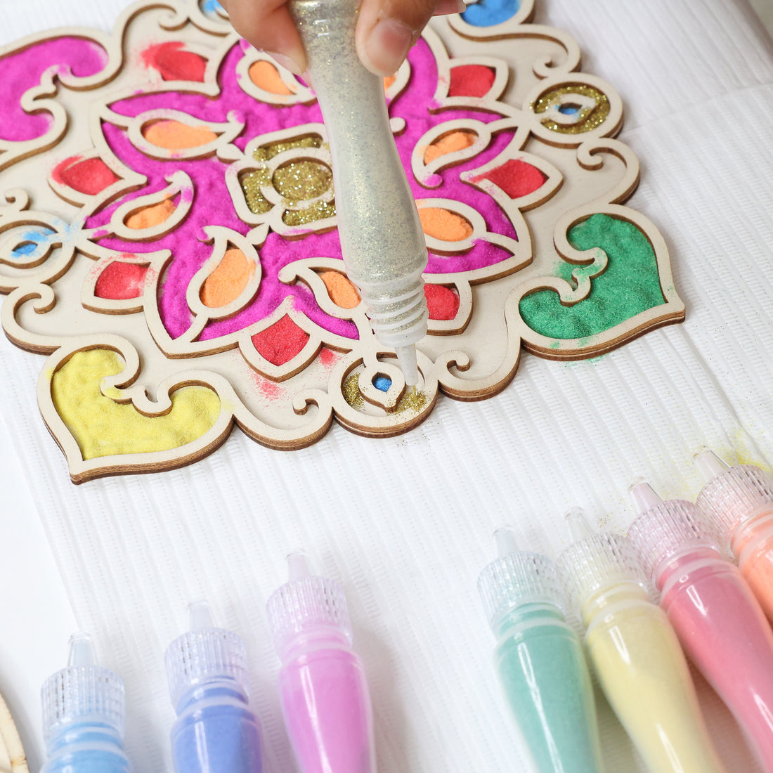 Wooden Rangoli 2 - in 1 Sand Art and Paint Kit