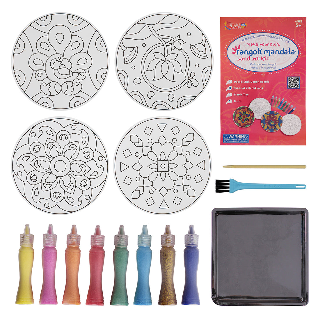 Make Your Own Rangoli Mandala Sand Art Kit - 4 cardboard coasters