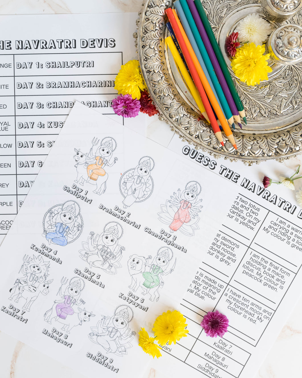 Navratri Coloring and Activity Pages