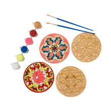 Load image into Gallery viewer, Make Your Own Rangoli Coaster Kit - 4 Wooden coasters
