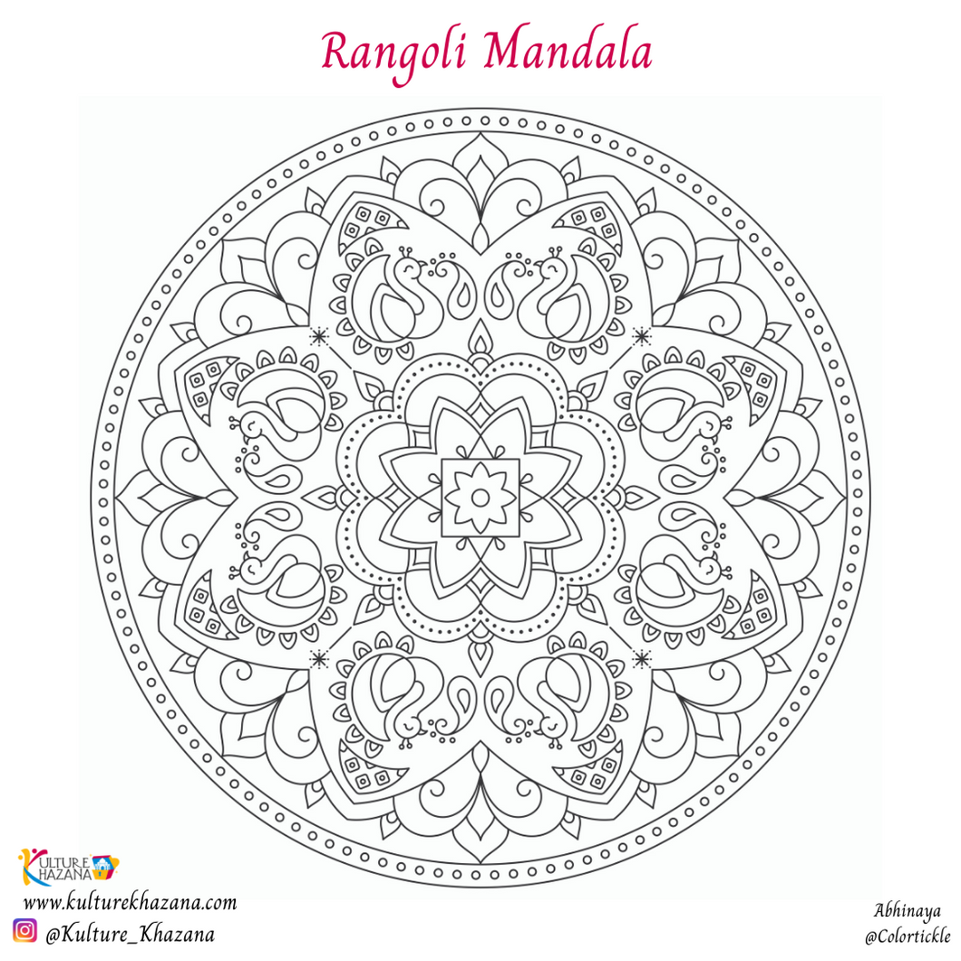 Printable - Rangoli Mandala Coloring Sheet